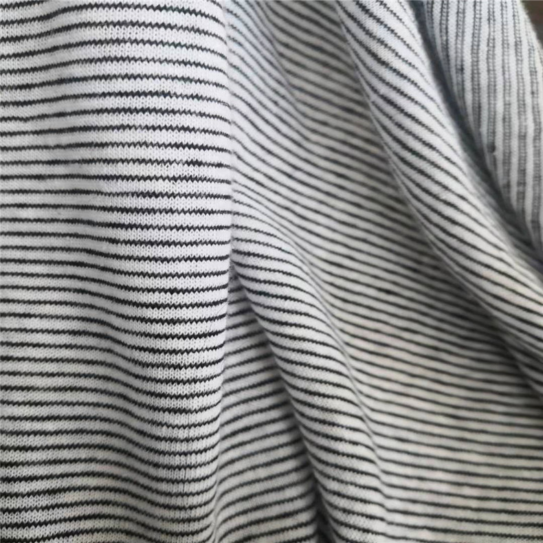 recycled cotton blended supima/pima cotton knitted yarn dyed stripe fabric