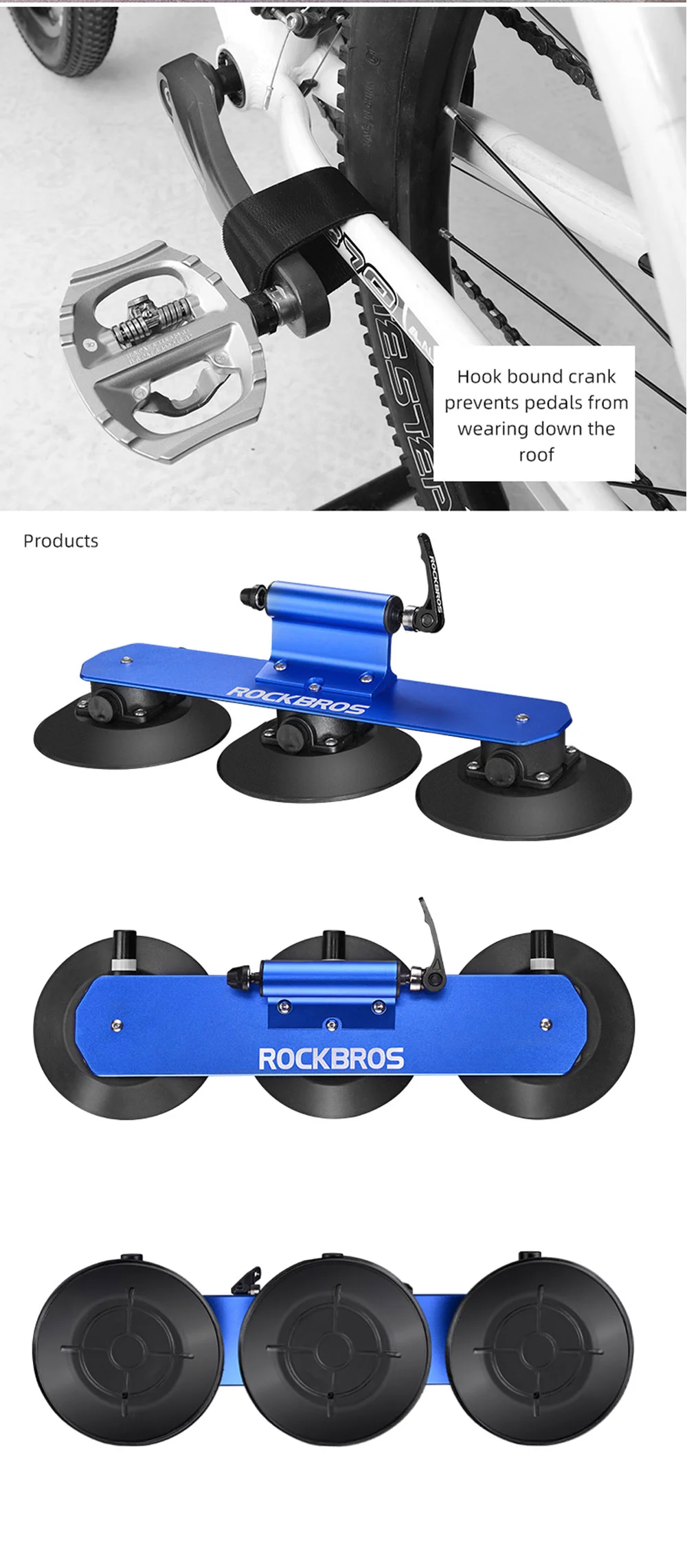 Rockbros Bicycle Rack, Bicycle Accessories, Roof Suction Cup Rack, Roof Travel Rack