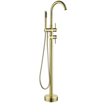 Brushed Gold Bathtub Faucet Stand Alone Tub Fillers