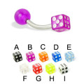 Barbell melengkung dengan Acrylic Dice and Ball