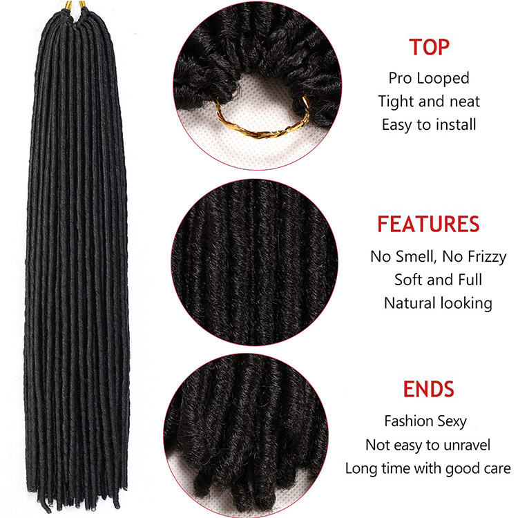 Straight Faux Locs Crochet Hair Extensions Dread Locks Hair Soft And Long 20inch Ombre Color Synthetic Fiber Afro Faux Locs