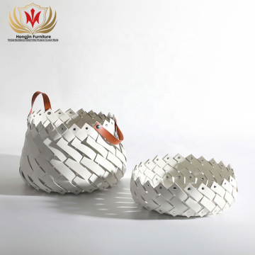 HJ HOME Customizable Handwoven Leather Storage Basket: A Luxurious Organizer for Home Decor
