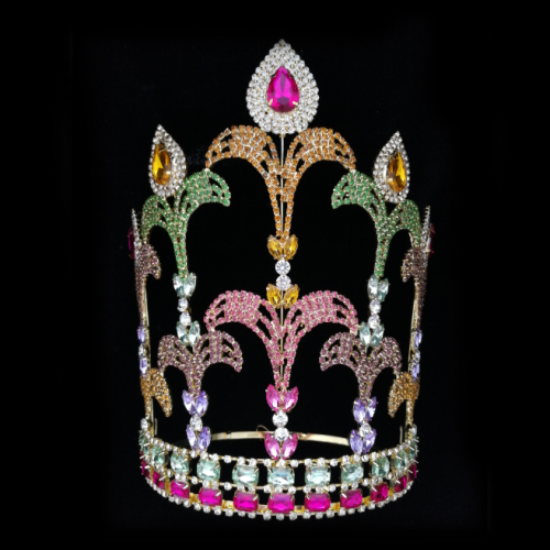 Grote kleurrijke prinses meisje Pageant Crown Tiara