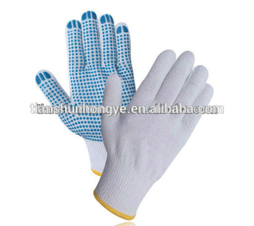 String Knitted Cotton With PVC Dotted Gloves