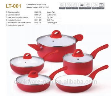 Colored non stick aluminum cookware sets/Popular sets