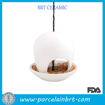 White porcelain bird feeder pet accessory