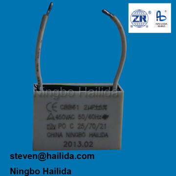 cbb61 2uf 450v fan capacitors for ac motor with TUV