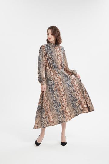 Fashion snake print chiffon dress