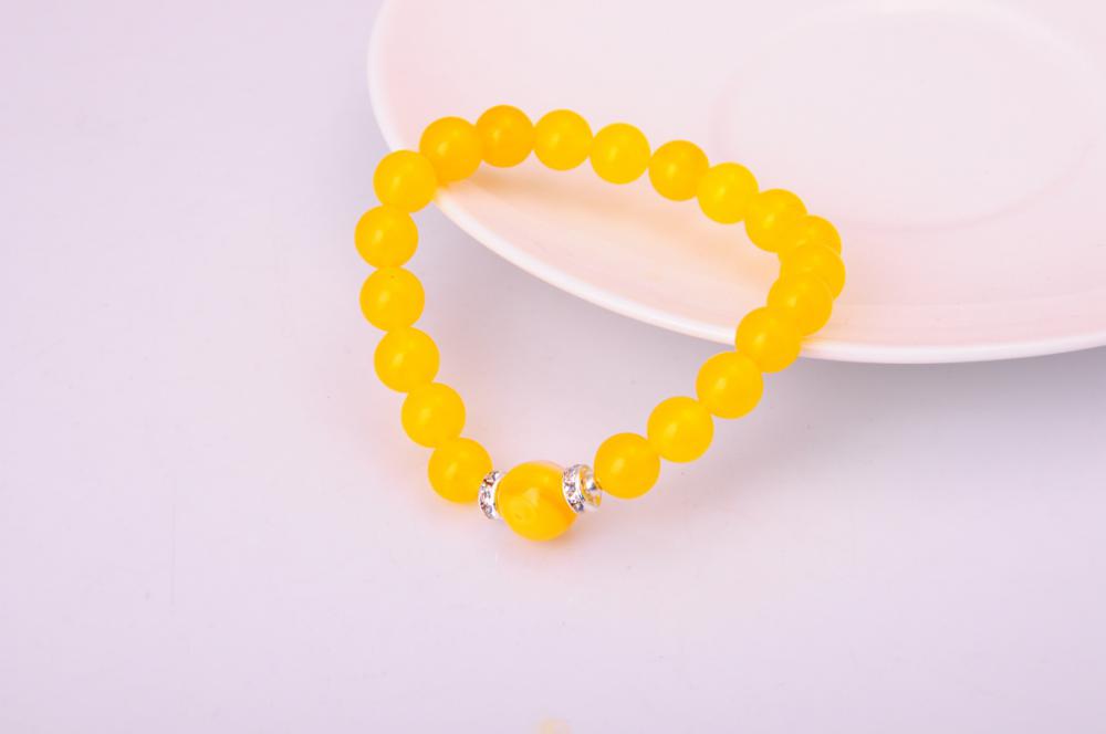 Bracelet de pierres précieuses en agate jaune de perles rondes 8MM