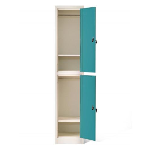 Single Metal locker 2 Compartments Blue and Gray