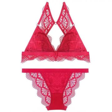 Ensemble de bikini bralette en dentelle sans fil avec clip sur le devant