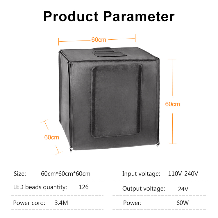 Photo Studio Light Box 24"/60cm Adjustable Brightness Table Top Photography Lighting tent Kit with 5 Color Backdrops & carry bag