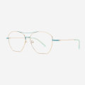 Angular double-bridge Metal Women's Optical Frames