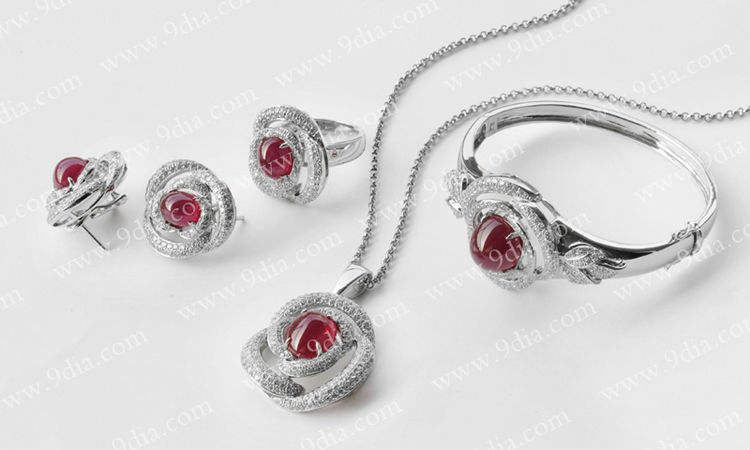 Venda quente Natural Ruby Sólido 18k 750 Anel de ouro branco