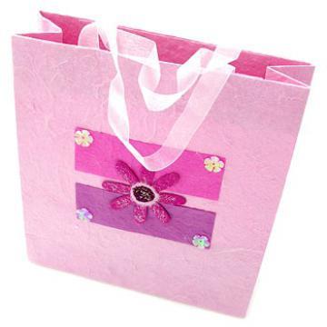 2014 pink specialty paper with ribbon gift shopping bag