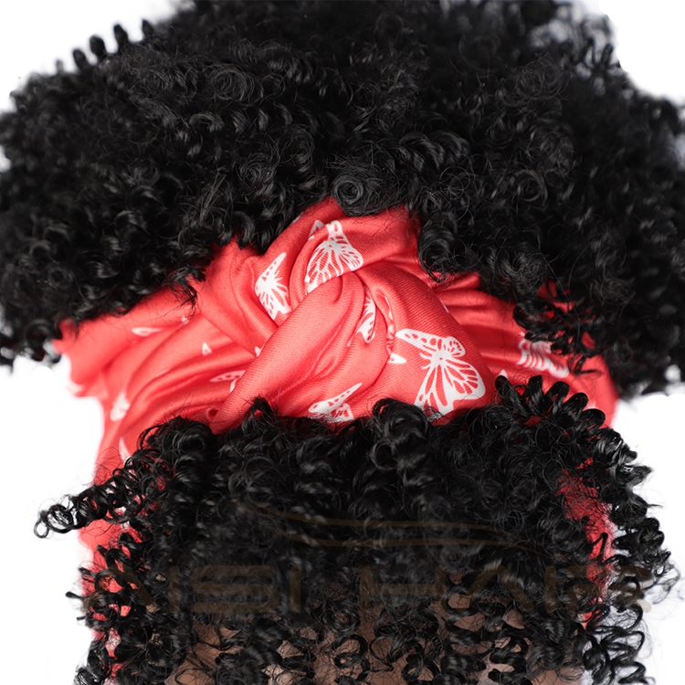 Aisi Hair Fluffy Drawstring Heat Resistant Rainbow Headband Kinky Curly Fringe Colorful Fibre Hair Cheap African Synthetic Wig