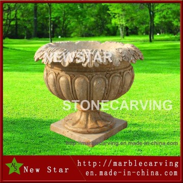 Beige Marble Outdoor Flowe Pot