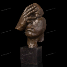 Wholesale modern face art statue metal hand touch face thinking interior sculpture