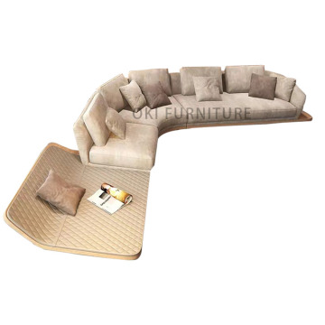 Modern Curved Corner Fabric Sofa - Japanese Style Villa Suite
