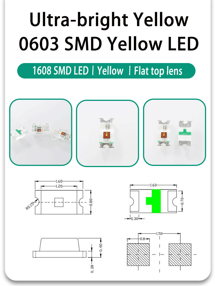 0603FYC14 Ultra Bright 1608 SMD LED Yellow 0603 SMT 2