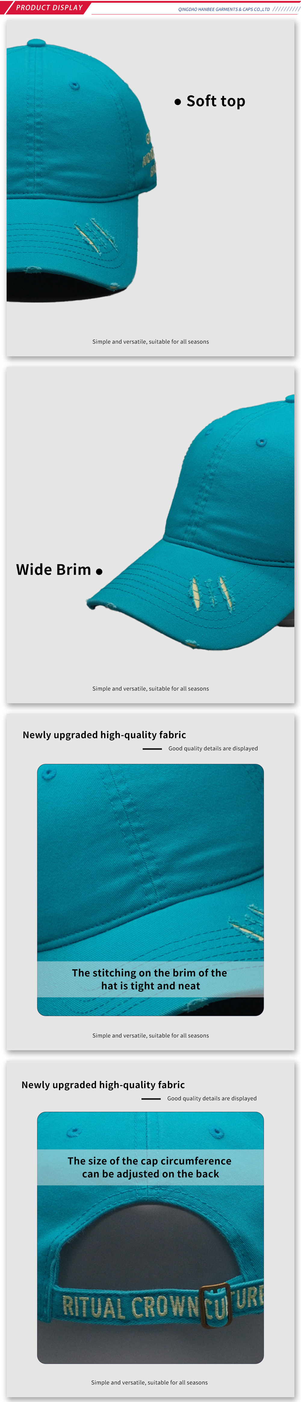 Рваная бейсболка с вышивкой, модная уличная одежда Ripped Embroidered Baseball Cap Trendy Streetwear