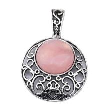 Pendentif en pierres précieuses en alliage cabochon avec quartz rose 20MM