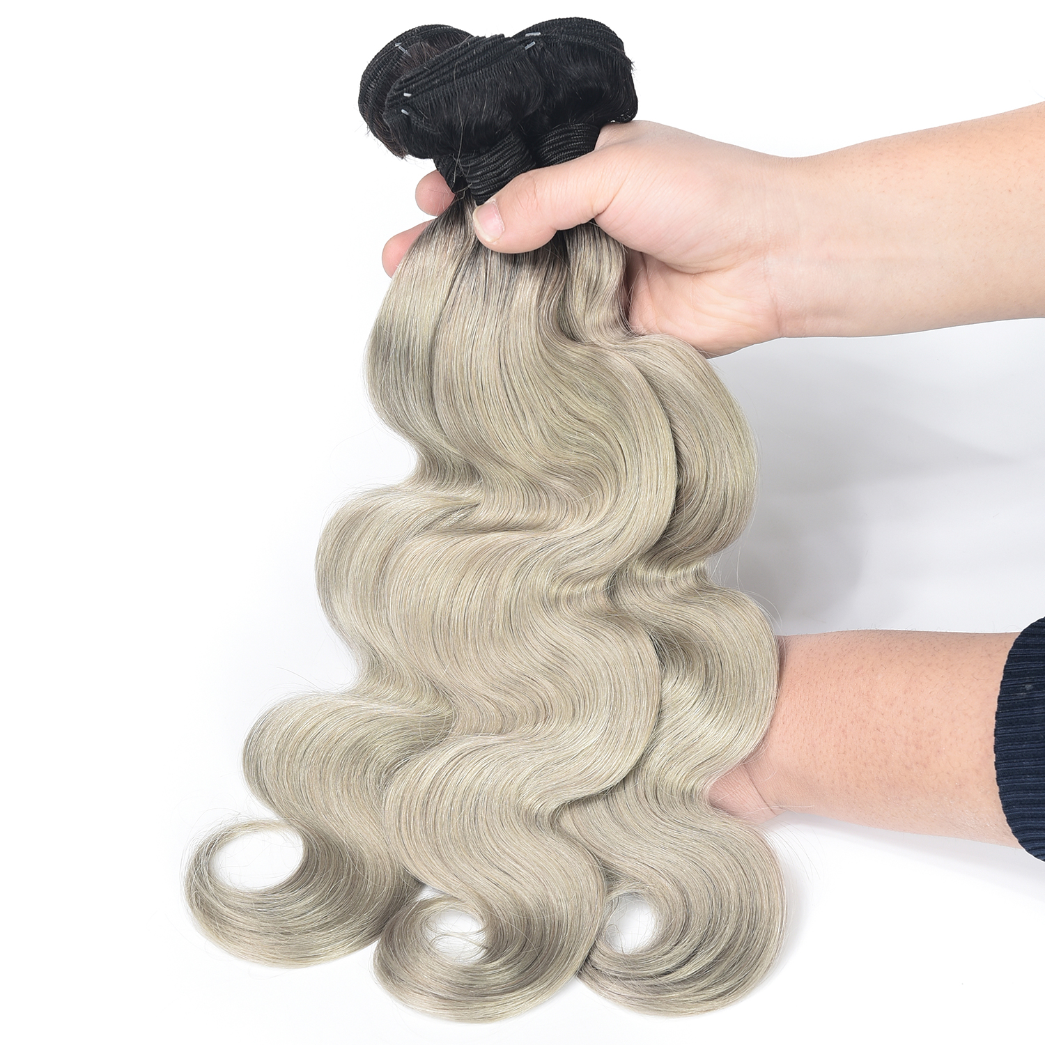 2019 China Factory Wholesale 10A Ombre Color 1b/grey Brazilian Hair Bundles Body Wave Virgin Human Hair