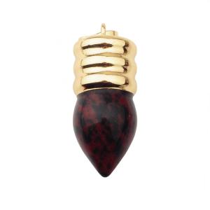 Bulbo de lámpara natural Poppy Jasper Crystal Pendant Gold plateado