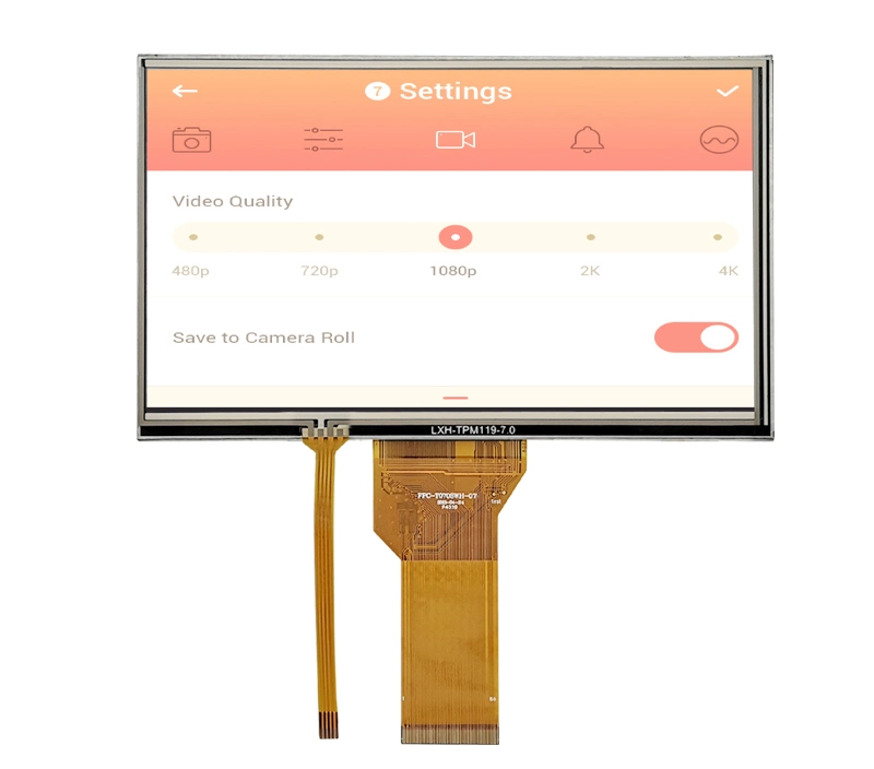 7" TFT Resolution 800X480 High Brightness TFT LCD Display with Resistive Touch Screen