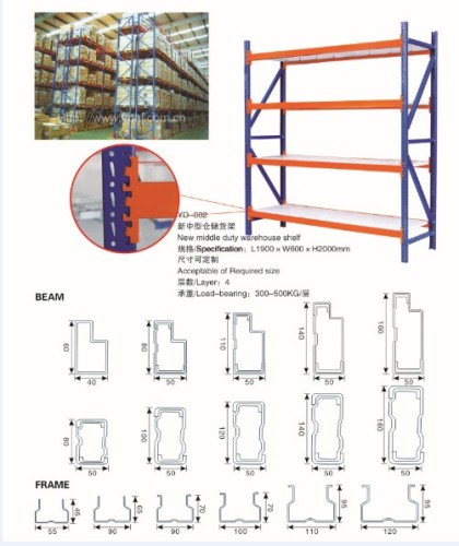 New Middle Duty Warehouse Tire Storage Pipe Metal Rack System with 300~800kg Capacity Yuanda