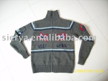 men's intarsia jacquard knitting cardigan sweater