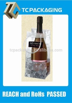 TC fashion wine cooler plastic bag, pvc wine ice bag, pvc ice bag for wine