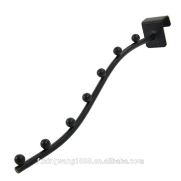 Waved Waterfall Hang Rail 7 Beads Black Metal Rack Garment Display Hooks