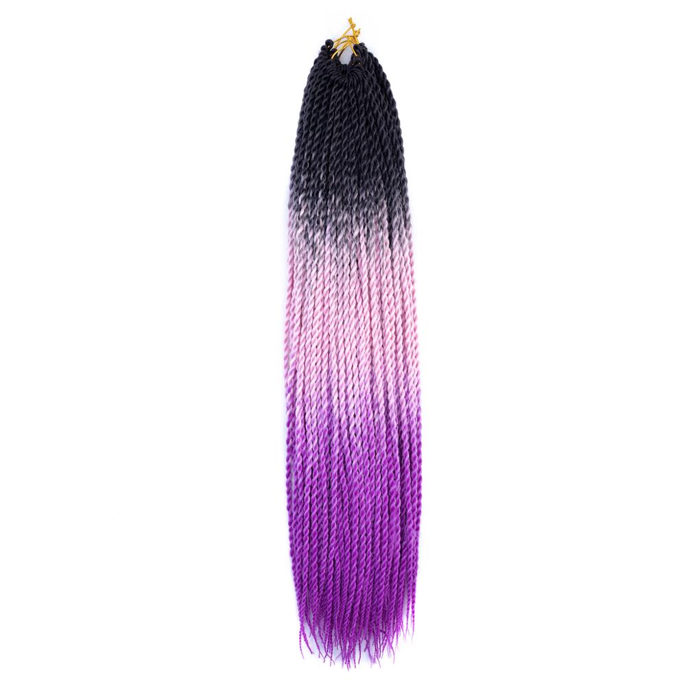 MYZYR Ombre Senegalese Twist Hair Crochet Braids 20 Inch Synthetic Braiding Hair for Women Grey,blue,pink,bro Synthetic Fibres