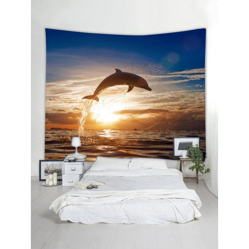 Tapestry Wall Hanging Jumping Dolphin Ocean Sea Series Tapestry Dusk Tapestry for Bedroom Home Dorm Decor