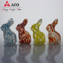 Customized Carved Rabbit Figurine Printed Crystal Glass