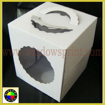 Custom corrugated paper Cake Box with die cut windows