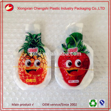 2015 hot sale stand up 200ml pineapple juice plastic packaging bag