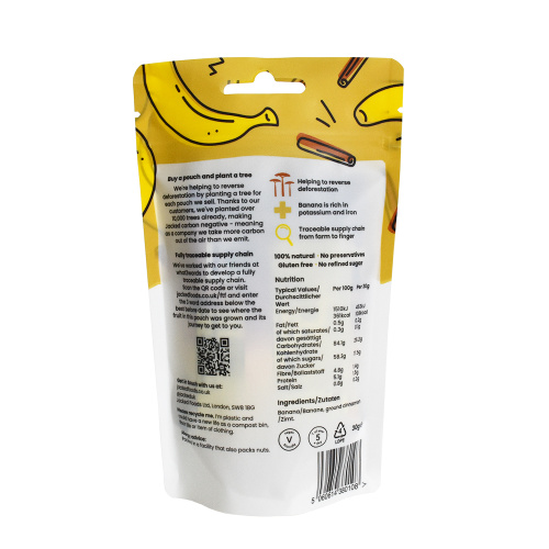 OEM Banana Slices Bolsa Alimento Contato Bolsa reciclável com zíper