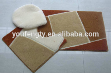 Non slip heated 3 pieces bath rug sets