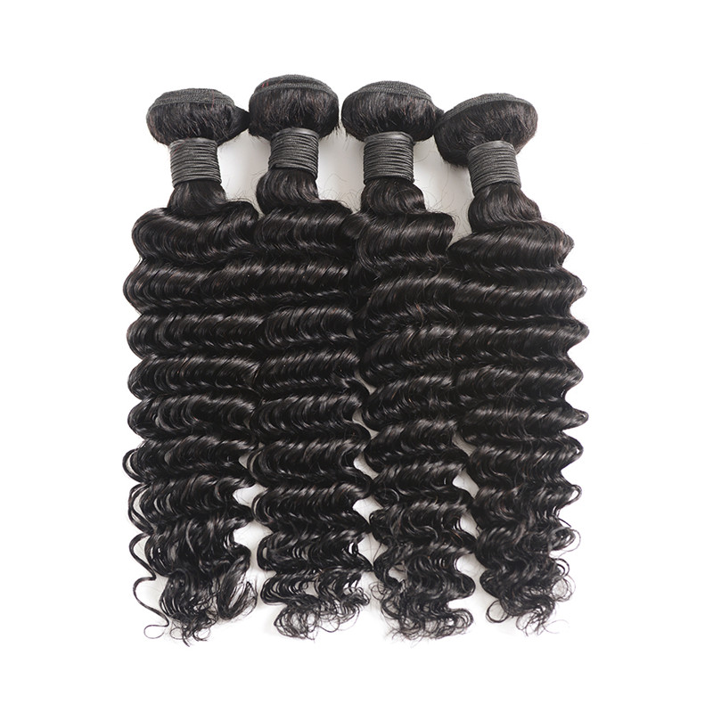 Brazilian Hair Deep Wave Bundles Natural Black 100% Human Hair Bundles Remy Hair Extensions