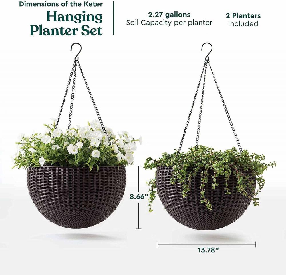 Ρητίνη rattan στρογγυλά κρεμασμένα καλάθια Planter