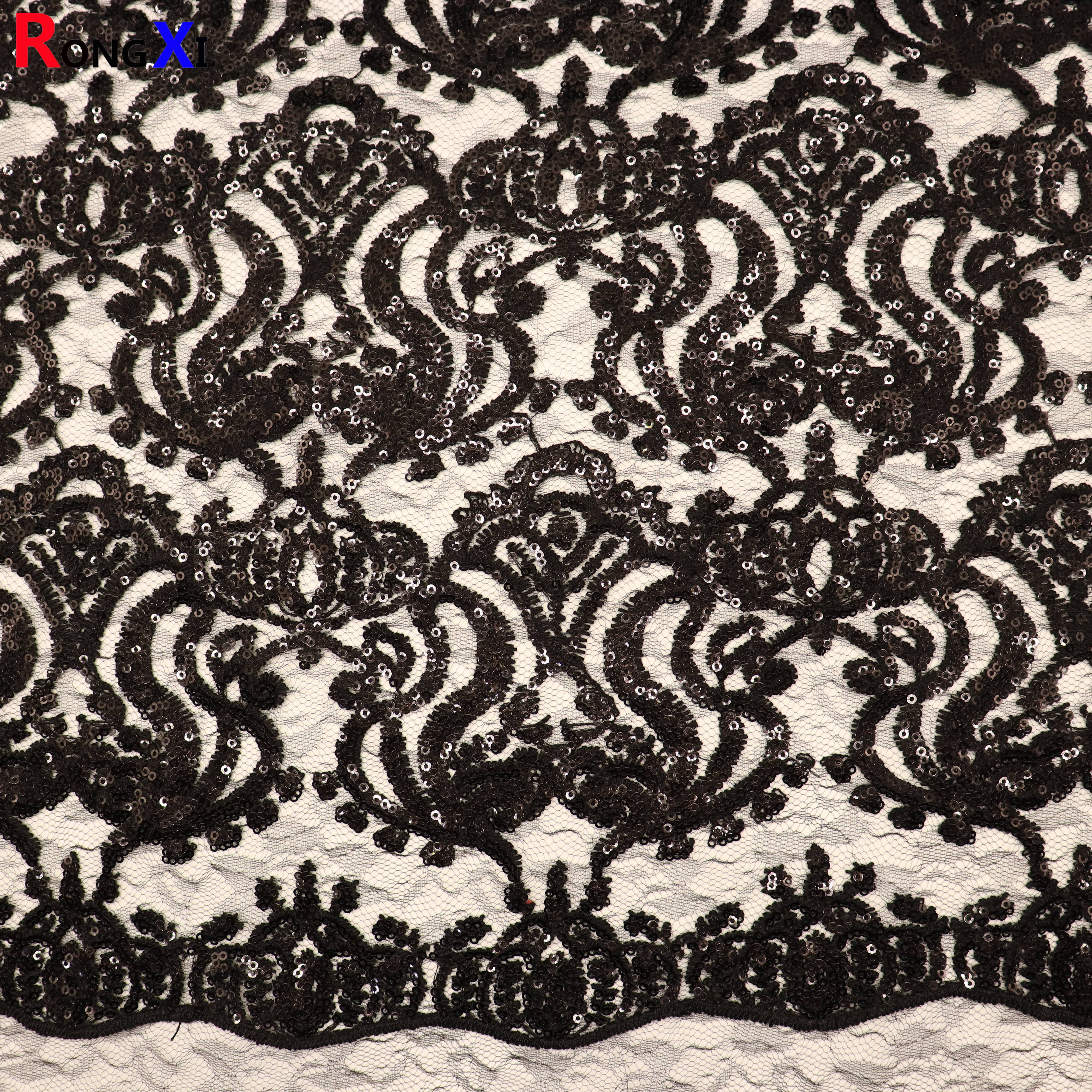 RXF1846 Hot Selling Yellow Sequin Lace With CE Certificate