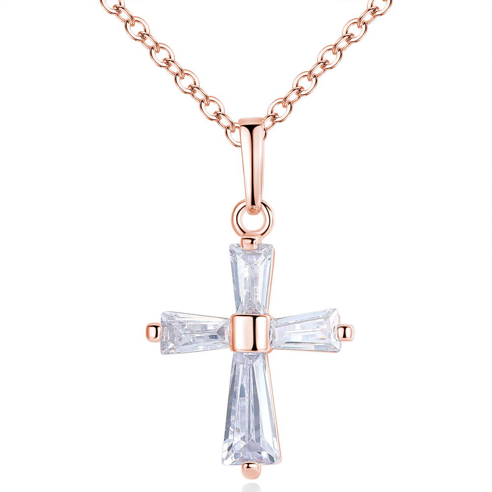 Fashion flash diamond cross pendant necklace female short clavicle chain minimalist jewelry