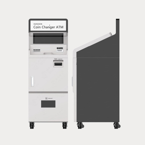 Vestibila ATM banknošu līdz monētu apmaiņai ar LU 291 drošu un monētu dozatoru
