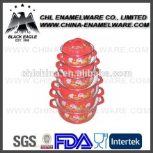 Customized logo decal enamel casserole set