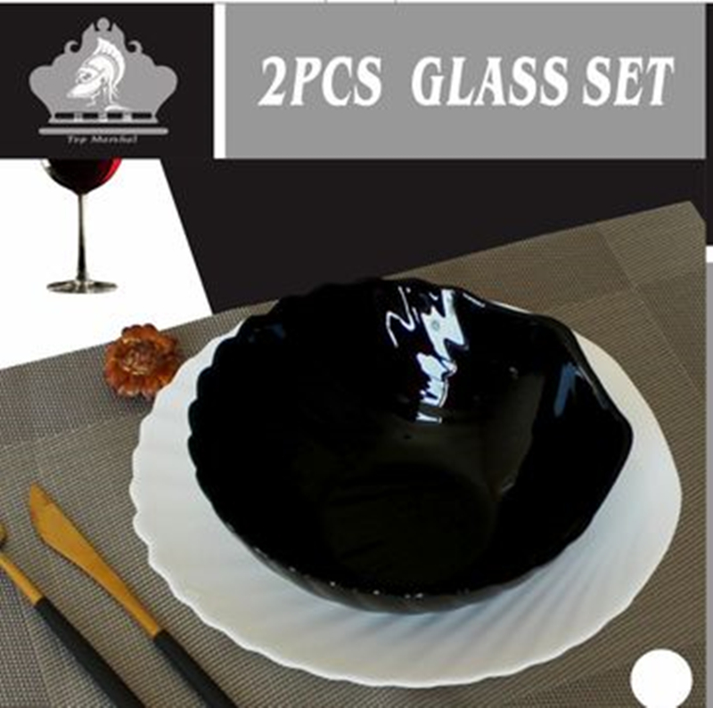 Black and White Glass Stray Combination Plate