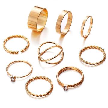 9pcs Fashion Rings Set Wedding Party Engagement Alloy Rings Jewelry Set