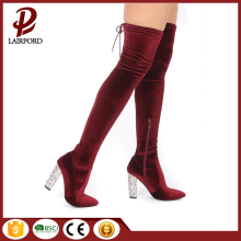 blue ladies slim fitting thigh-high boot