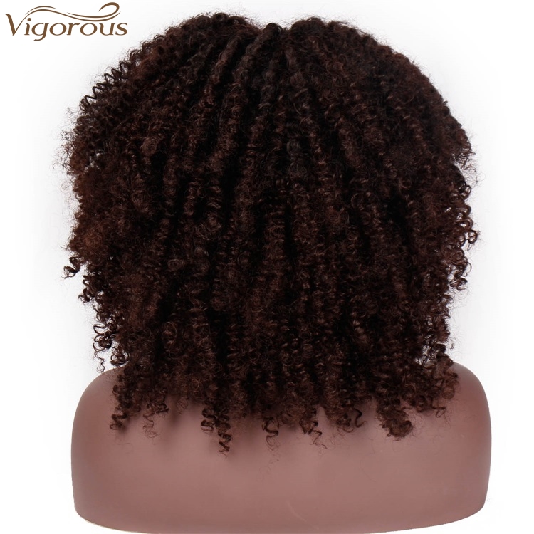 Vigorous Long Dark Brown Wigs Afro Kinky Curly Wigs for Black Women Middle Part Short Synthetic Wigs Heat Resistant Fiber